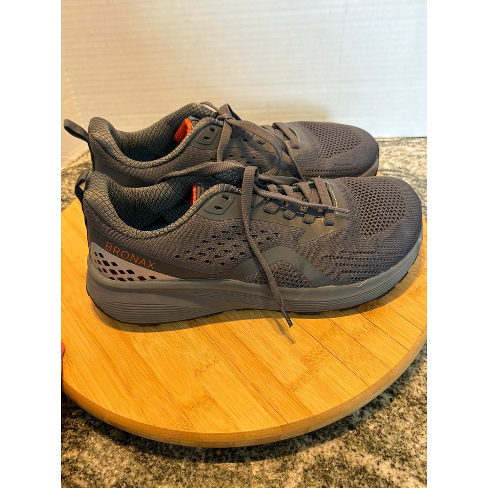 Bronax Mens Road Running Shoes Grey Orange Mesh Athletic Sneakers Size EU 42 - Picture 5 of 9